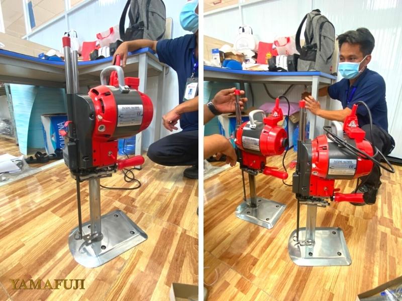 hình ảnh bàn giao máy cắt vải đứng cho khách