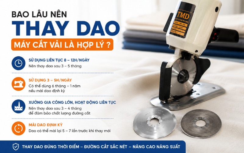 Bao lâu nên thay dao máy cắt vải là hợp lý