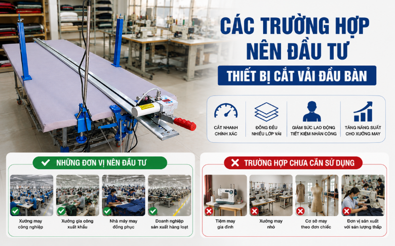 Các trường hợp nên đầu tư thiết bị cắt vải đầu bàn