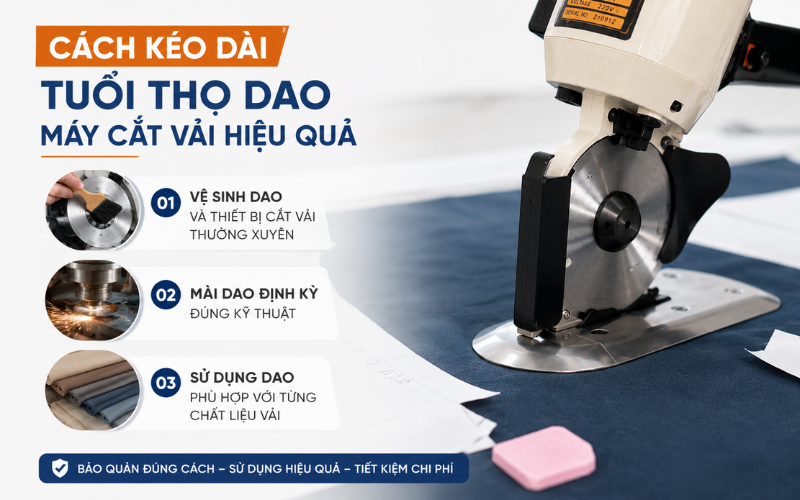 Cách kéo dài tuổi thọ dao máy cắt vải hiệu quả