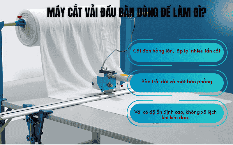 Máy cắt vải đầu bàn là gì? Dùng để làm gì?