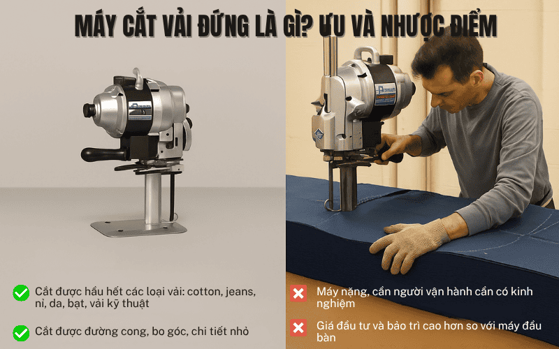 Máy cắt vải đứng là gì? Ưu và nhược điểm