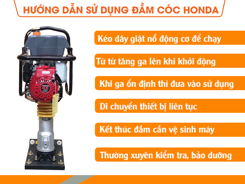Hướng dẫn dùng máy đầm cóc Honda hiệu quả.