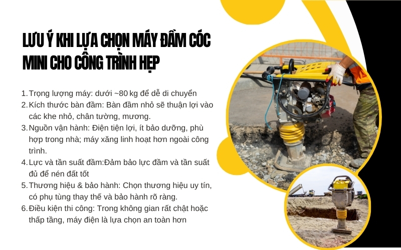 Lưu ý khi lựa chọn máy đầm cóc mini cho công trình hẹp