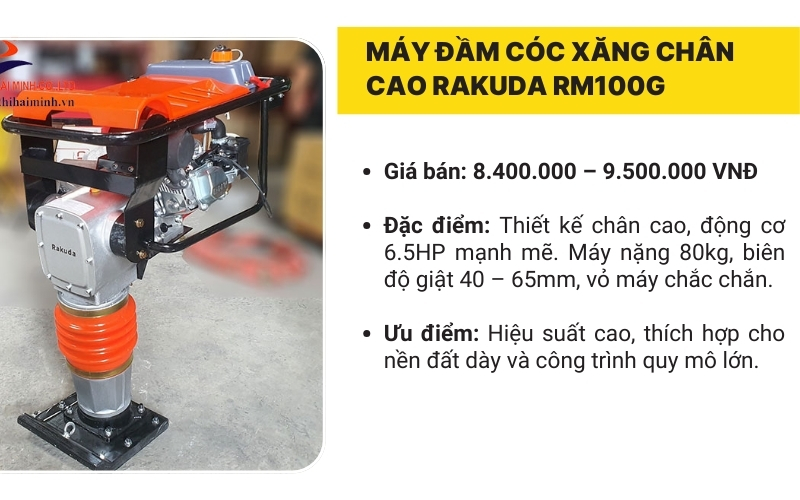 Máy đầm cóc xăng chân cao Rakuda RM100G