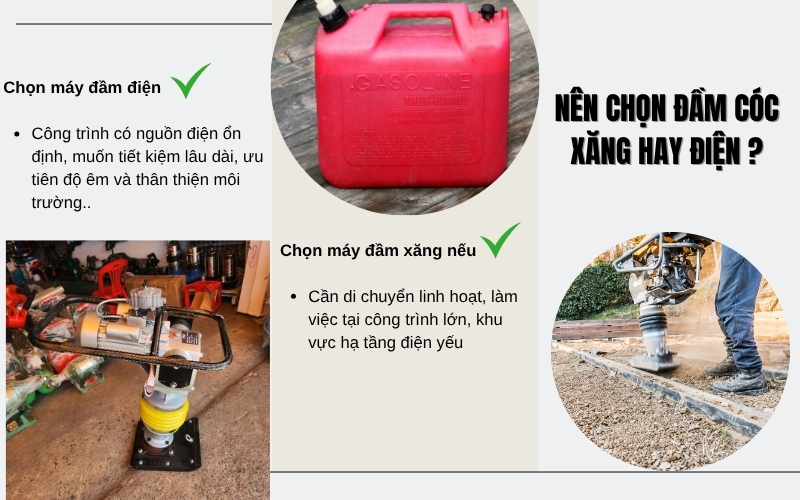 Nên chọn đầm cóc xăng hay điện