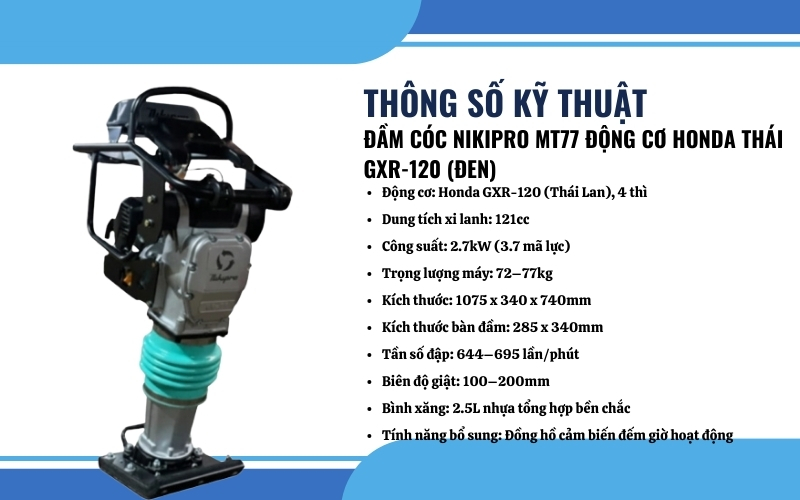 Thông số kỹ thuật của đầm cóc Nikipro MT77