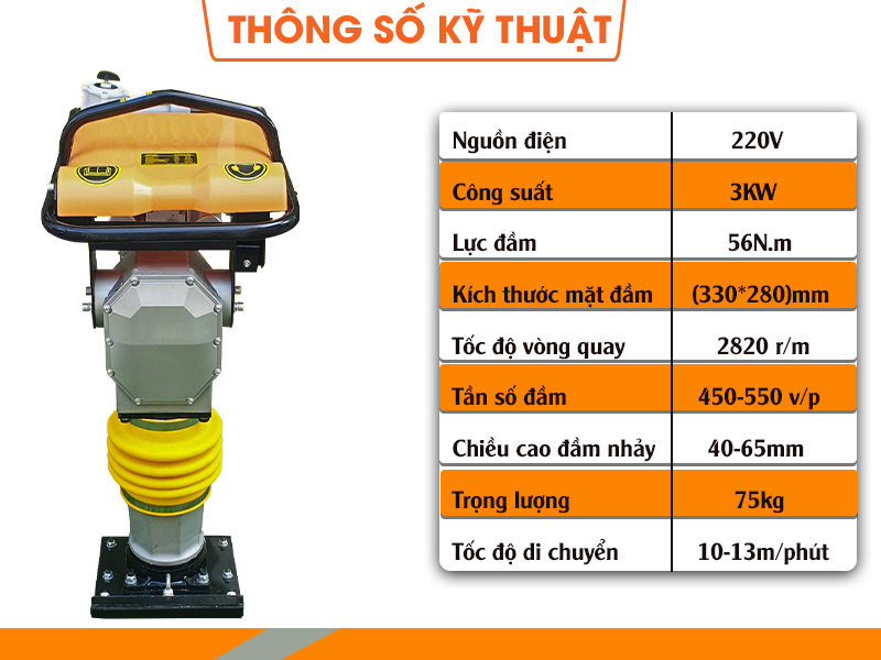  Thông số kỹ thuật của Máy đầm cóc HCD90