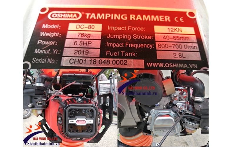 Thông số kỹ thuật của máy đầm cóc Oshima DC-80