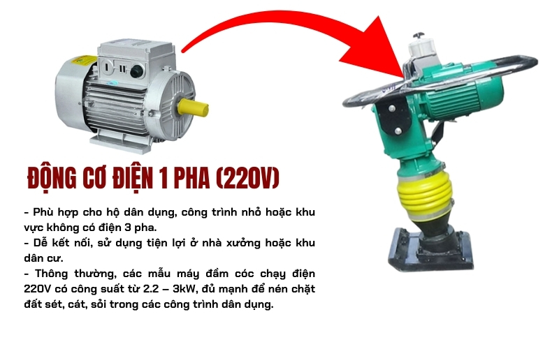 Xem xét nguồn điện động cơ 1 pha cho đầm cóc