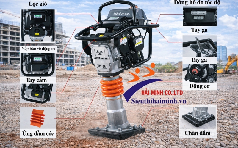 Cấu tạo của máy đầm Mikasa MT-55H 