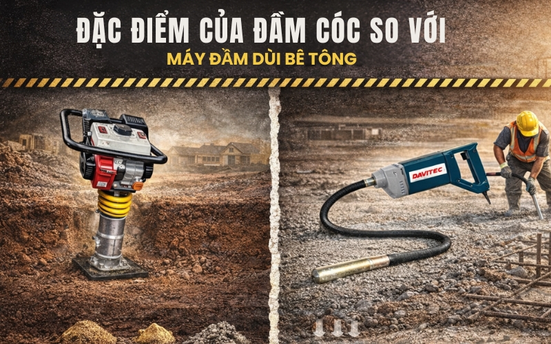 Đặc điểm của đầm cóc so với máy đầm dùi bê tông