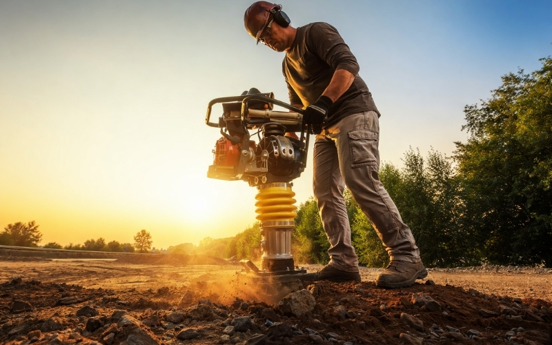 Máy đầm cóc có thiết kế nhỏ gọn dễ dàng sử dụng