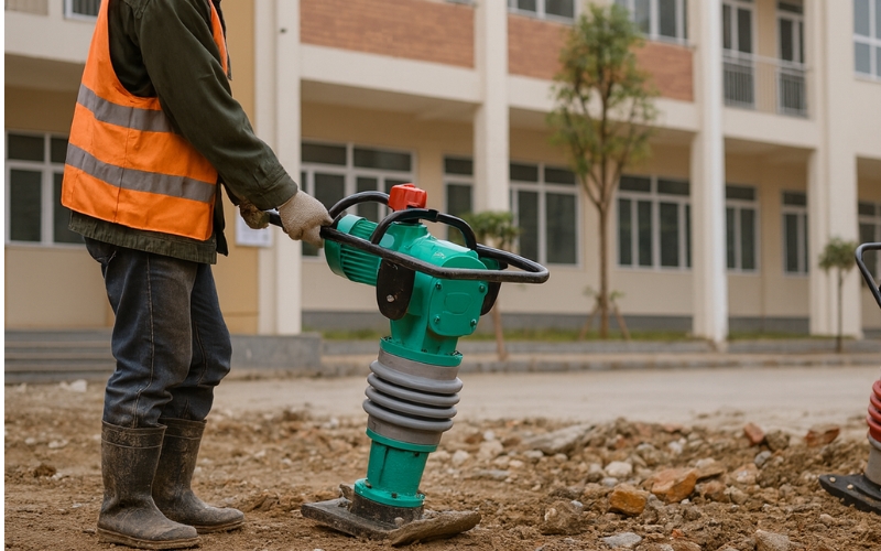 Giới thiệu máy đầm cóc chạy điện 1 pha chân vuông