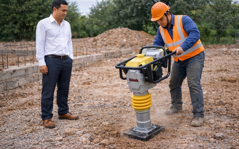 Máy đầm cóc chạy điện Rakuda RM125E