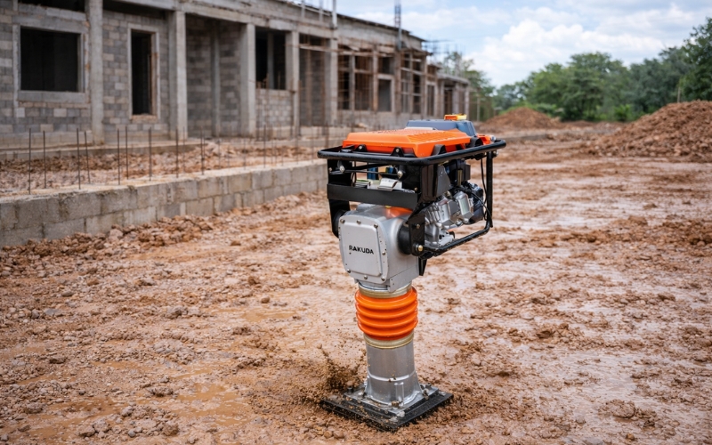 Máy đầm cóc xăng chân cao Rakuda RM100G