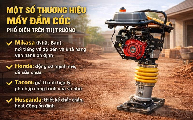 Một số thương hiệu máy đầm cóc phổ biến