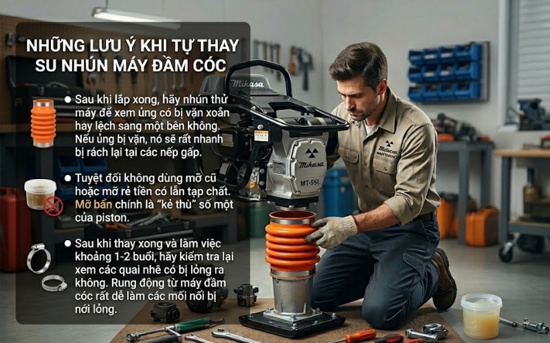 Những lưu ý khi tự thay su nhún máy đầm cóc