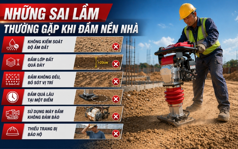 Những sai lầm thường gặp khi đầm nền nhà