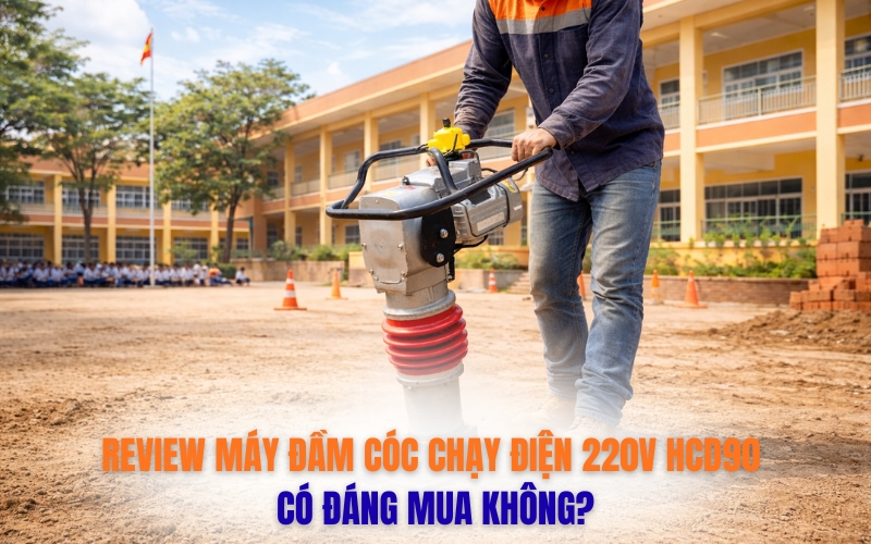 Review máy đầm cóc chạy điện 220V HCD90