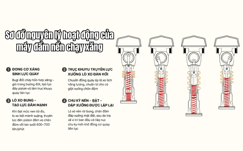 Nguyên lý hoạt động của máy đầm cóc chạy xăng