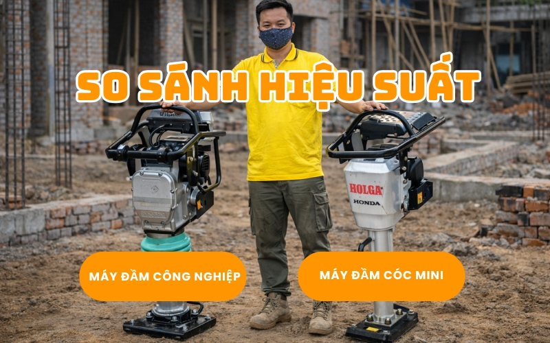 So sánh hiệu suất của máy đầm cóc mini và loại công nghiệp