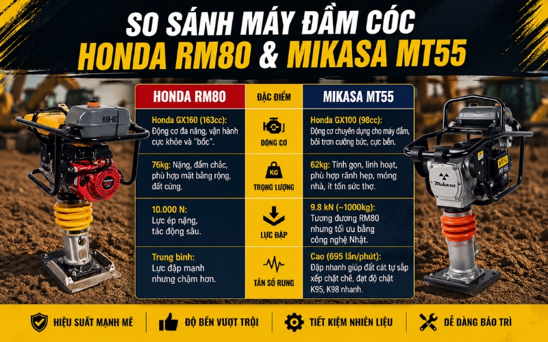 So sánh chi tiết thông số kỹ thuật máy đầm cóc RM80 và MT55