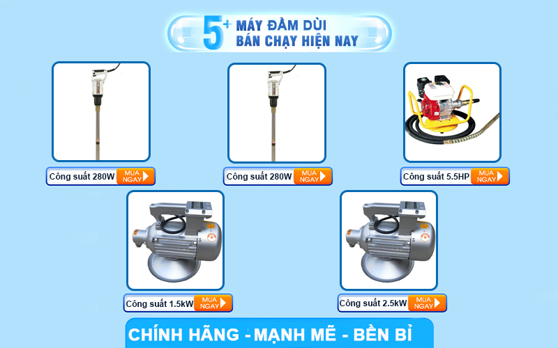 5 loại đầm dùi hàng đầu thị trường hiện nay