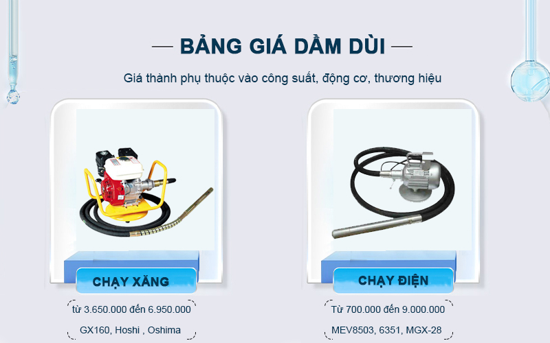 Chi phí đầu tư dự kiến khi mua đầm dùi hiện nay