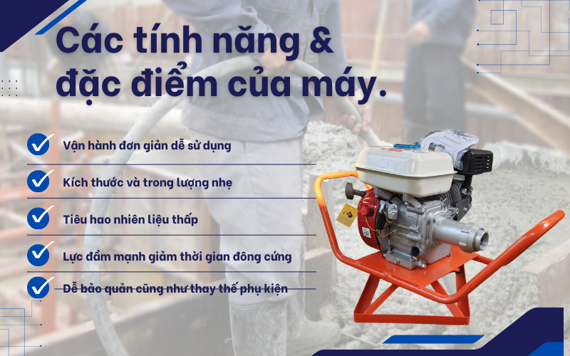 ưu điểm  đầm dùi Honda GX160 (Thái Lan):