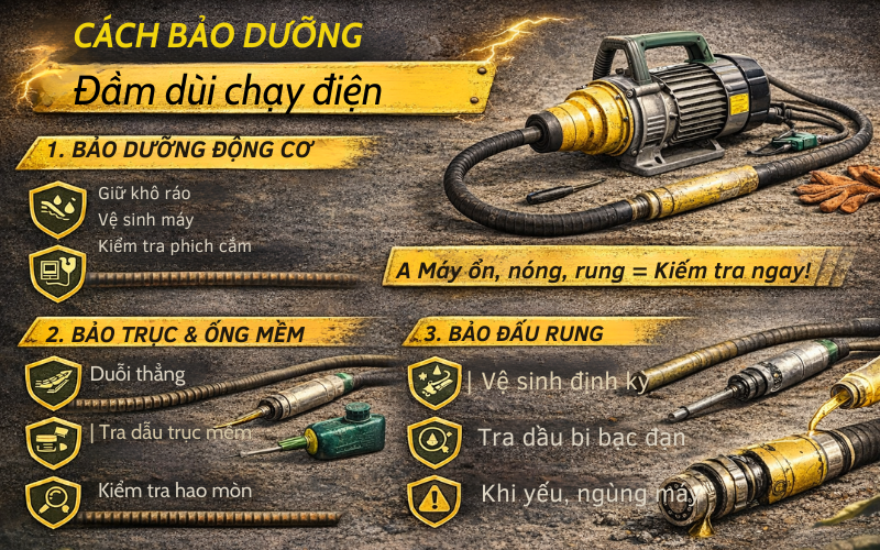 Cách bảo dưỡng đầm dùi chạy điện