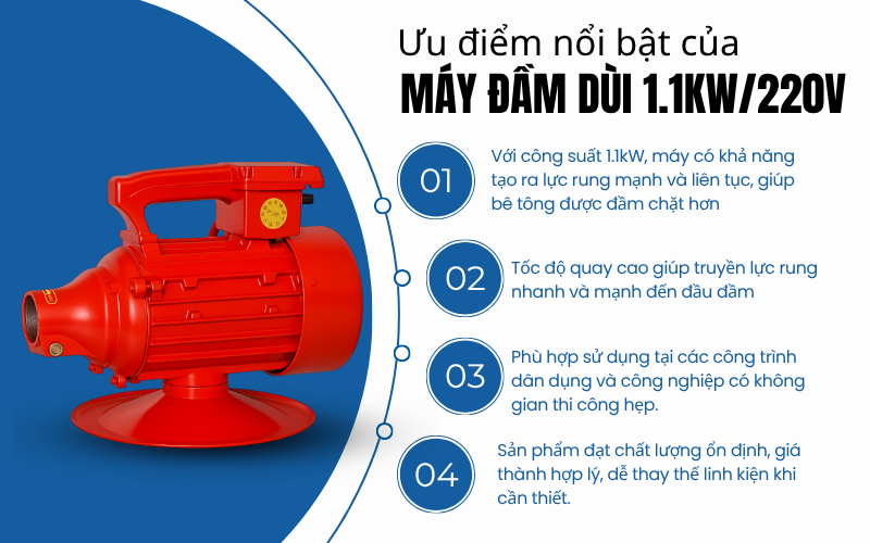 Đầm dùi 1,1kw/220v