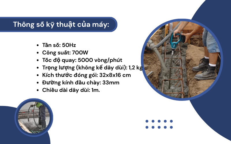 Máy đầm dùi cầm tay Rubi 700W