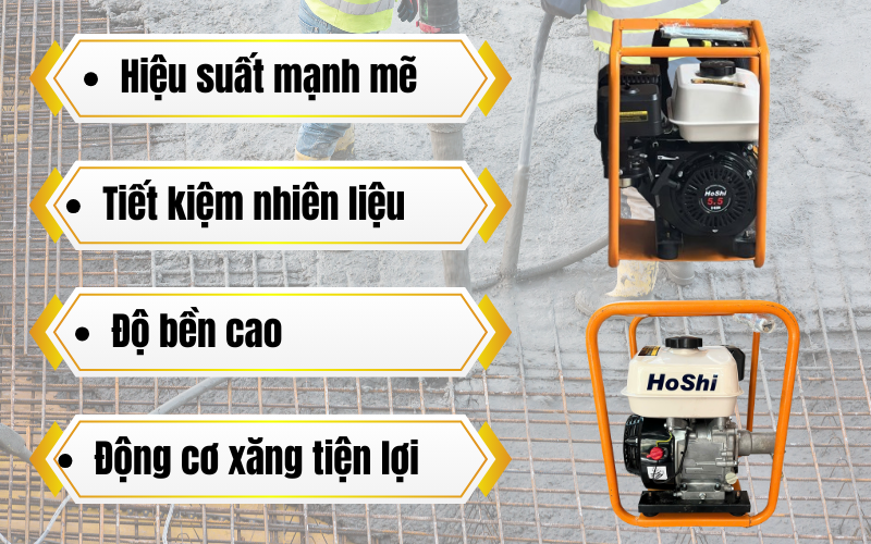 Ưu điểm của đầm dùi bơm nước chạy xăng Hoshi (5.5HP)