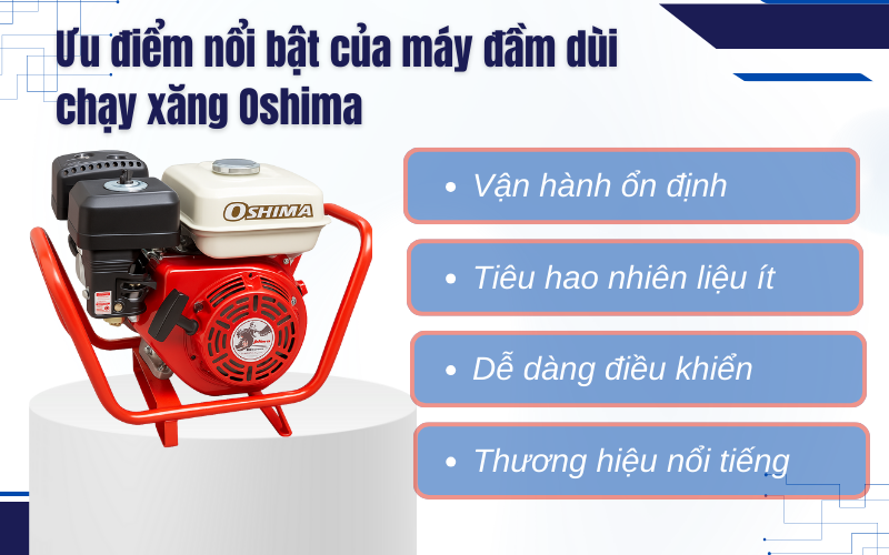 Ưu điểm nổi bật của máy đầm dùi chạy xăng Oshima: