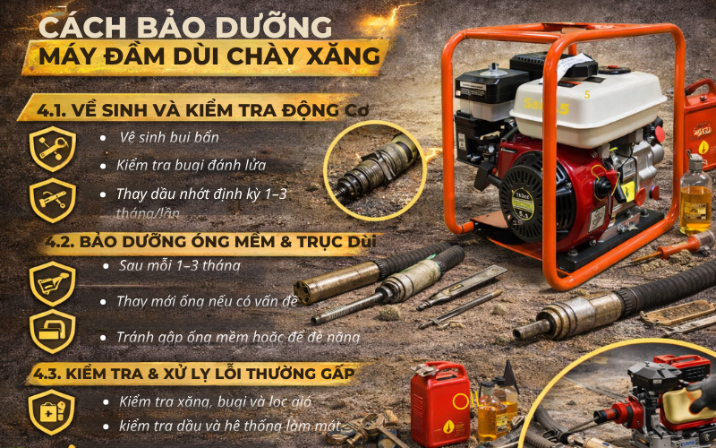 Cách bảo dưỡng máy đầm dùi chạy xăng
