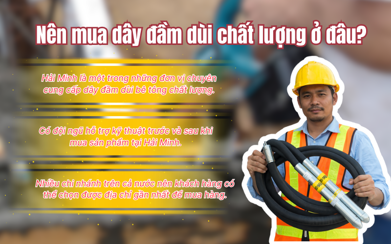 Khi nào cần thay dây đầm dùi bê tông? dấu hiệu nhận biết