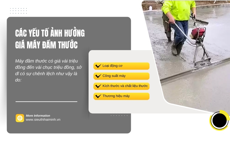 Các yếu tố ảnh hưởng giá máy đầm thước