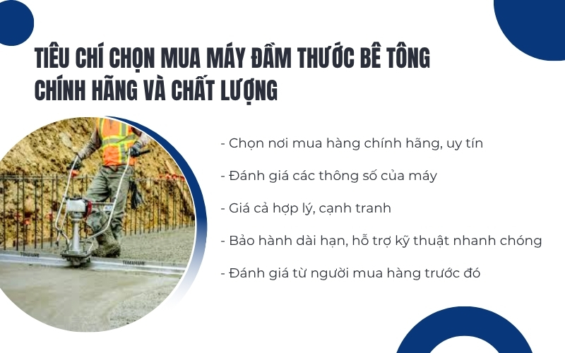 Tiêu chí chọn mua máy đầm thước bê tông chính hãng và chất lượng