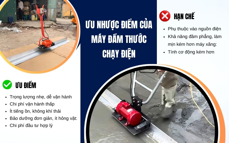 Ưu nhược điểm của máy đầm thước chạy điện