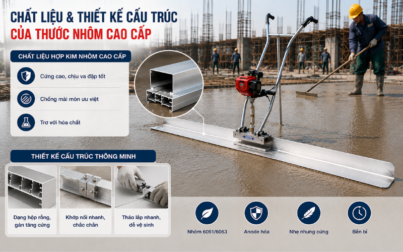Chất liệu và thiết kế cấu trúc của thước nhôm cao cấp