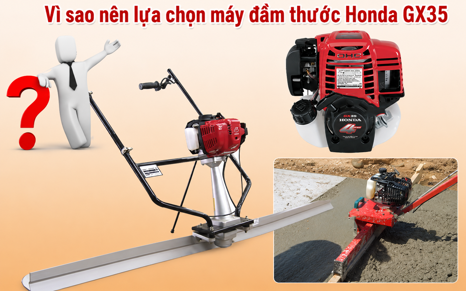 Vì sao nên lựa chọn máy đầm thước Honda GX35?