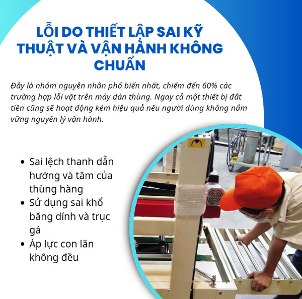 Vì sao máy dán thùng carton thường gặp lỗi vặt?