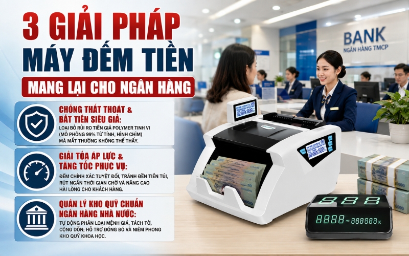 Máy đếm tiền giúp ngân hàng giải quyết những vấn đề gì