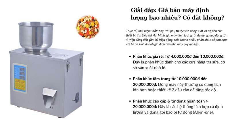 Giá bán máy định lượng bao nhiêu? có đắt không