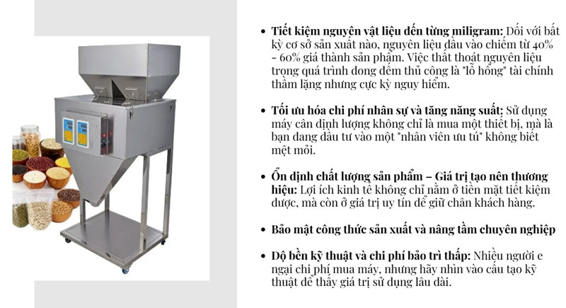 Lợi ích kinh tế khi sử dụng máy định lượng