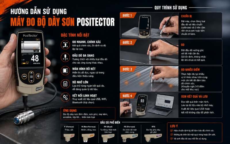 Các bước sử dụng máy đo chiều dày sơn phủ