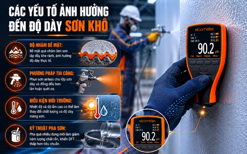 Các yếu tố ảnh hưởng đến độ dày sơn khô