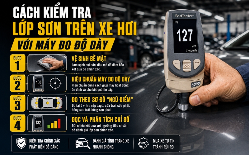Cách kiểm tra lớp sơn trên xe hơi với máy đo độ dày