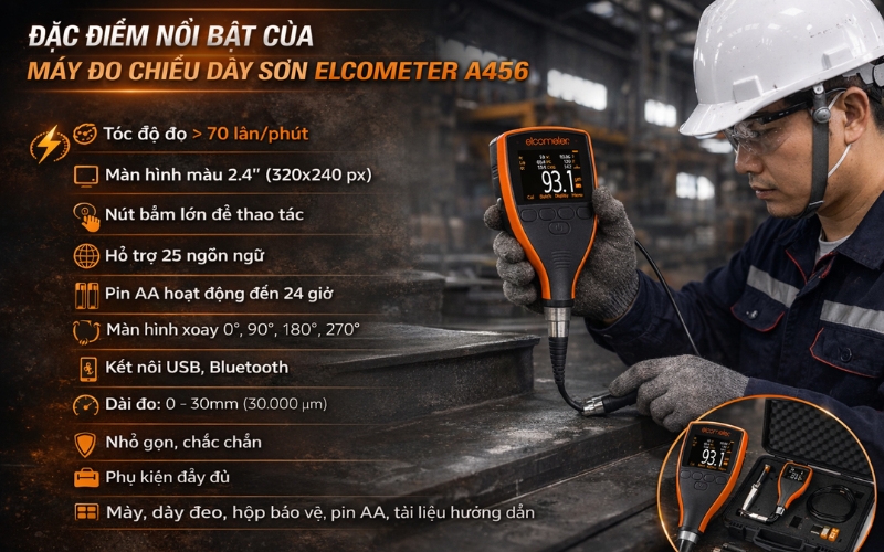 Đặc điểm của máy đo chiều dày sơn Elcometer A456